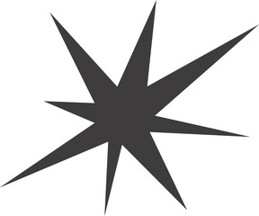 Fototapeta premium Star shape icon. Y2k abstract irregular shiny sparkle. Flash sparks starburst graphic element. Twinkle sticker. Black minimal flat simple sign.