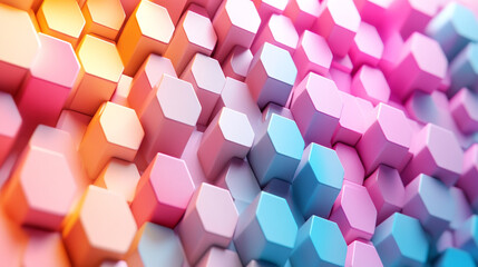 Colorful hexagonal shapes create a vibrant abstract background. Perfect for modern design projects and creative visuals.