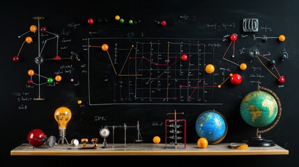 A blackboard covered with handwritten set notation and examples