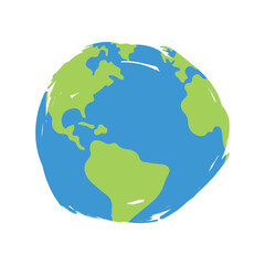 Planet earth in brush stroke effect on white background