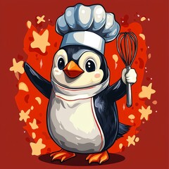 Obraz premium Penguin Chef with Whisk