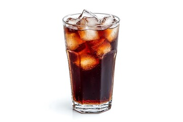 soda with ice isolated on white background