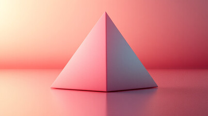 Fototapeta premium A minimalistic pink pyramid on a soft surface, evoking a modern and artistic atmosphere. Perfect for design and abstract themes.