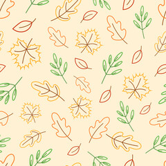Vector pattern with autumn colored leaves
