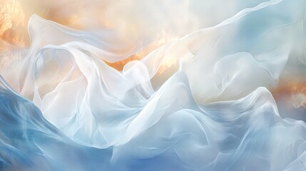 Imagine an abstract portrayal of wind with flowing lines and airy, light colors.