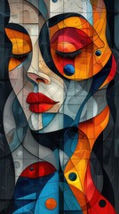 Abstract Line art with a sense of movement and dynamism, incorporating Cubist elements.