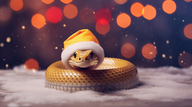 Happy Chinese New Year 2025, snake on the Christmas background