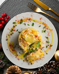 Causa Peruana. Causa Lima is a traditional starter of Peruvian cuisine made with potato, avocado, chicken or tuna.