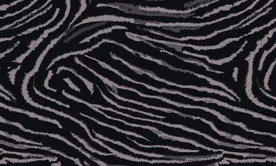 Black Tiger Skin Pattern Vector Illustration Exotic Texture. Animal Striped Skin Fur Pattern Texture Background