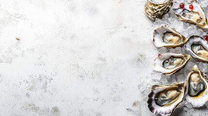 Naklejka premium Oysters, with empty copy space