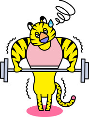 筋トレを頑張って体づくりをおこなうトラさん
