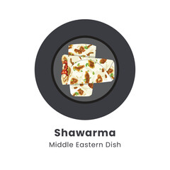 Hand drawn vector illustration of Shawarma, Doner Kebab or Gyro Wrap Sandwich.