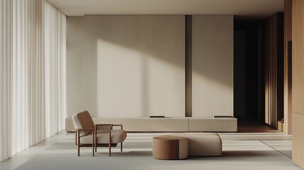 Fototapeta premium A modern and spacious living room with a minimalist design. 