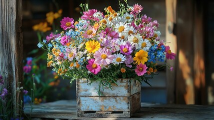 Fototapeta premium Summer Wildflowers in Box.