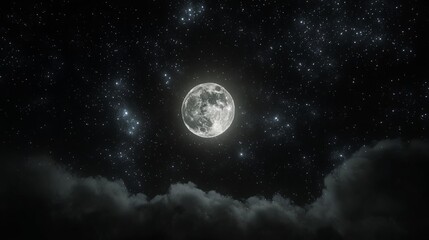 Fototapeta premium 満月の輝く夜空
