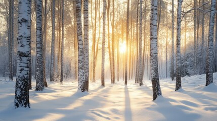 Naklejka premium The Winter Sunlit Forest