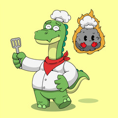 Chef Dragon Mascot Character Illustration