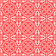 Geometric Seamless Pattern Arabesque. Decorative Asian Folk Seamless Pattern.  Ethnic Ornament, Kyrgyz, Kazakhs, Bashkirs, Tatars, Yakut, Mongols. For Paper Products, Textiles