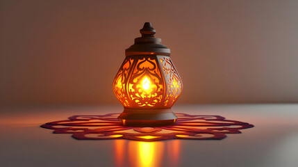 3D Isolated Lantern and Rangoli Vector Illustration: Vibrant Cultural Symbols on a White Background for Minimalist Design