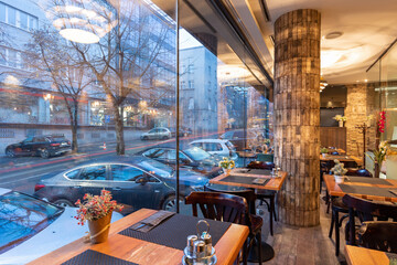 Interior of a cafe bar restaurant