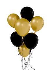 yellow and black helium party balloon, transparent background and isolated png