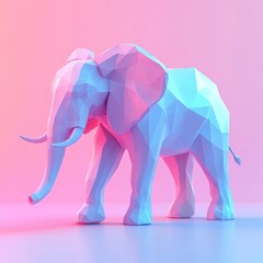 Vibrant LowPoly Elephant in Soft Gradient Environment