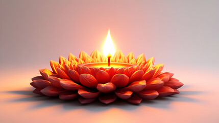 3D Abstract Digital Art of Diwali Lamp with Glowing Floral Patterns - Festive Cultural Richness for Celebratory Banners