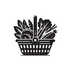 Vegetable basket vector design. Vegetable basket vector silhouette.