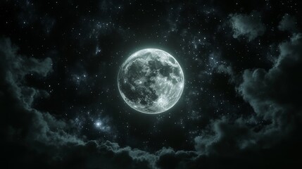 Obraz premium 満月の輝く夜空