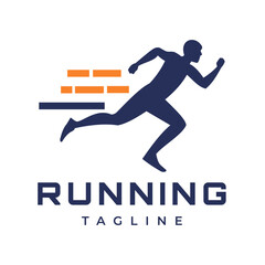 Running Man silhouette logo Fast Symbol, Marathon logo template, running club or sports club