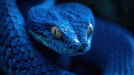 Fototapeta premium Close-up of blue viper snake head