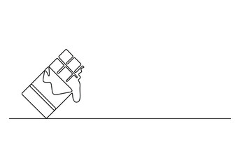 Chocolate bar continuous one line drawing vector illustration