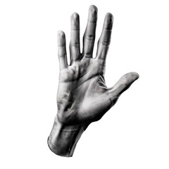 Isolated monochrome image of a hand waving hello, palm forward