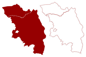 Oberaargau District (Switzerland, Swiss Confederation, Canton of Bern or Berne) map vector illustration, scribble sketch Verwaltungskreis Oberaargau map