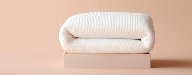 Nameembroidered blanket folded in gift box, cozy and personal, 3D illustration