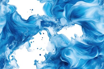 Fototapeta premium Blue boho tribal waves in a fluid pattern, illustrated in watercolor style and seamlessly rendered on a white background. 