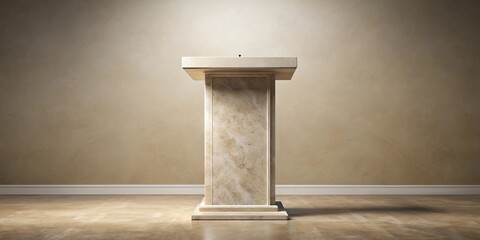 A stone podium set against a neutral background, perfect for presentations and speeches
