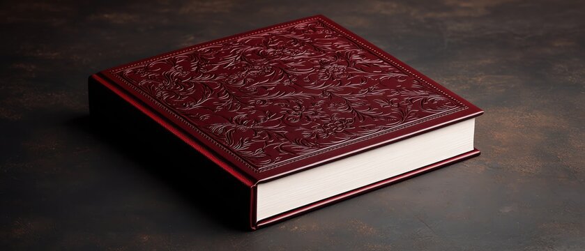 Personalized photo album with embossed cover, precious memories, 3D illustration