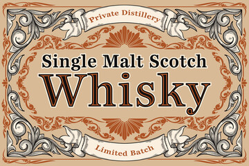 Scotch whisky - ornate vintage decorative label