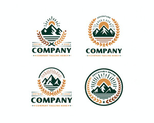 
Set bundle badge mountain adventure outdoor business company
