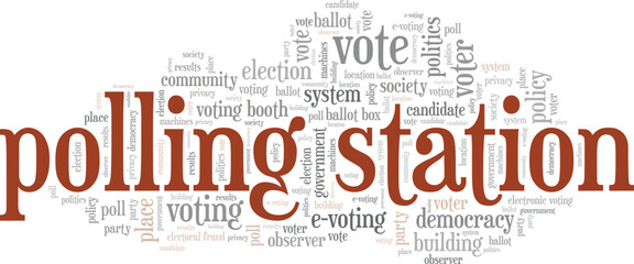 Polling Station word cloud conceptual design isolated on white background.