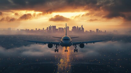 a plane carrying a banner with the Paris city skyline behind it, realistic