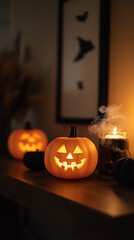 Fototapeta premium Creative LGBT Halloween Craft Night with DIY Decorations and Warm Ambiance