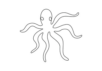 Octopus continuous one line drawing. Isolated on white background vector illustration