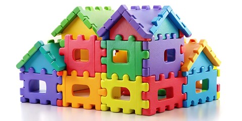 a colorful house shaped puzzle made of interlocking