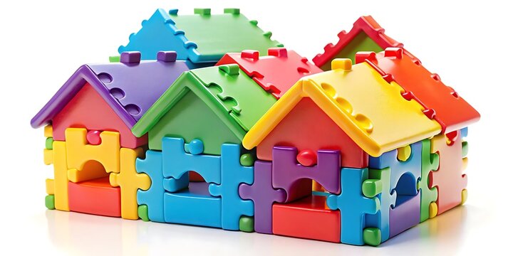 recommend clip art: a colorful house shaped puzzle made of interlocking