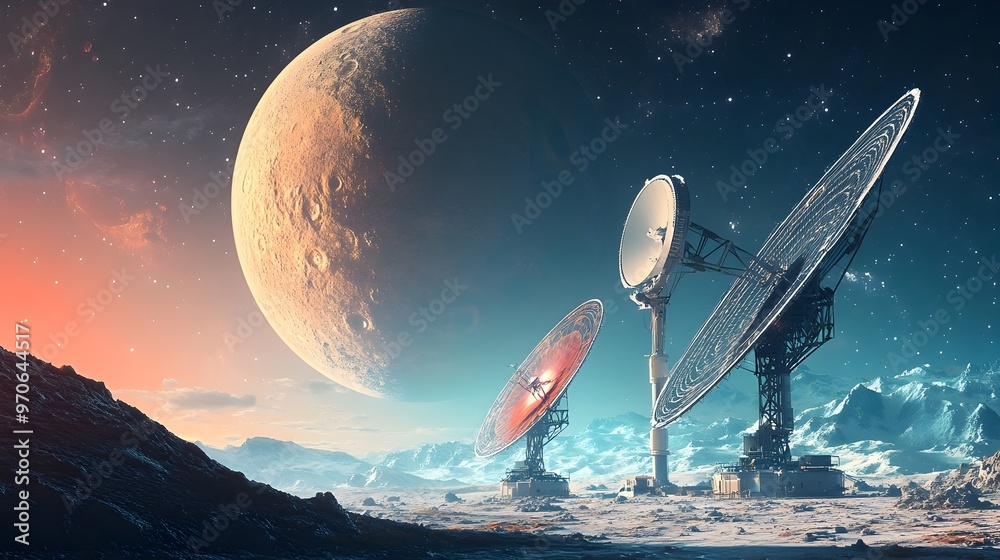 Poster Cosmic communication technology beaming data across the galaxy