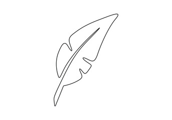 Fototapeta premium Bird feather continuous one line drawing. Isolated on white background vector illustration