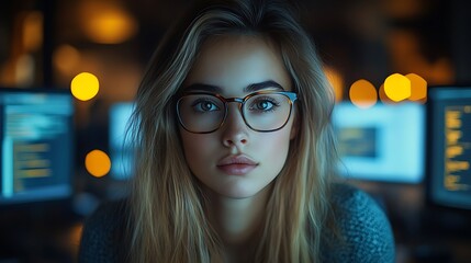  AI cyber security concept. Diverse IT specialist team analyzing artificial intelligence online risk threats to consumer data & privacy. Software developers coding & ethical hacking in dark office 