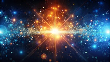 Obraz premium Abstract and futuristic science background with glowing particles and light effects